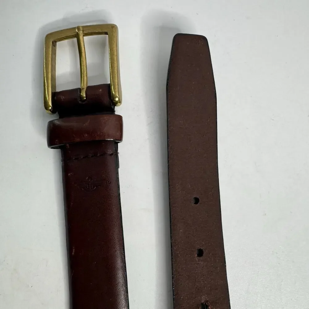 Dockers Brown Full Grain Leather Belt Solid Brass Size 42